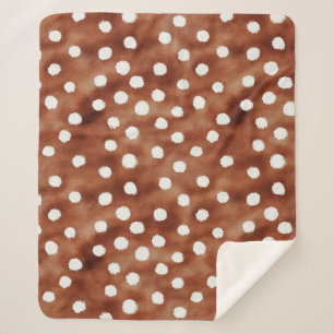 Couverture Sherpa Aquarelle Pointe Polka dans Café Brown et blanc