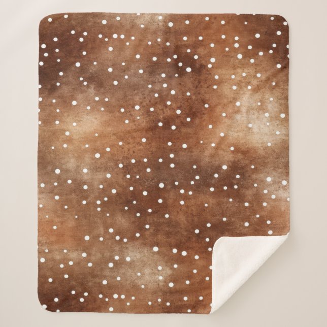 Couverture Sherpa Aquarelle Pointe Polka dans café Brown et blanc (2 (Devant)