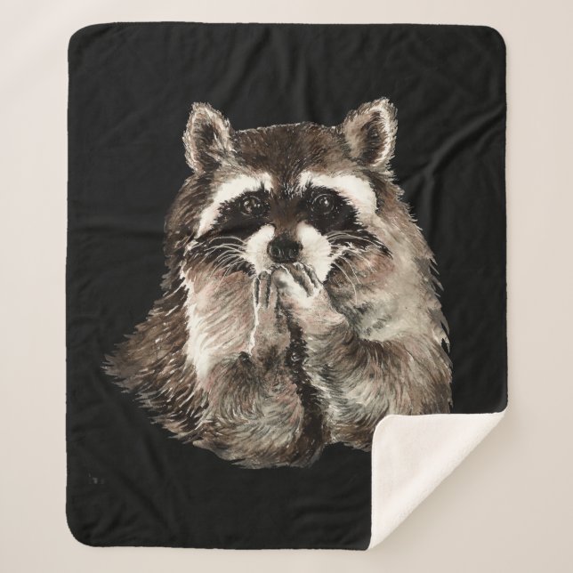 Couverture Sherpa Aquarelle Raccoon Baisers Baisers Amusant Animal A (Devant)