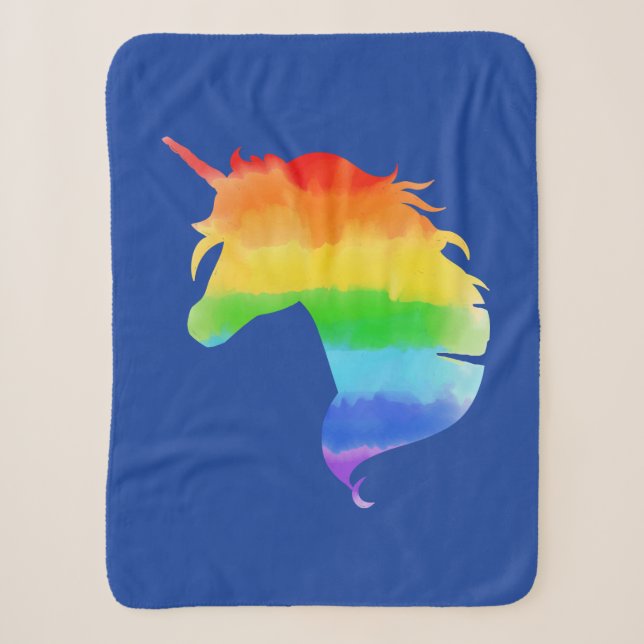 Couverture Sherpa Aquarelle Rainbow Unicorn (Devant)