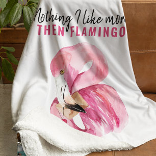 Couverture Sherpa Aquarelle rose exotique moderne Flamant rose cadea