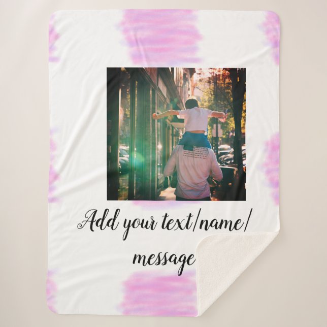 Couverture Sherpa Aquarelle rose violet père fils papa ajouter l'ima (Devant)