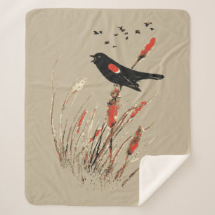 Couverture Sherpa Aquarelle Roussettes à ailes rouges