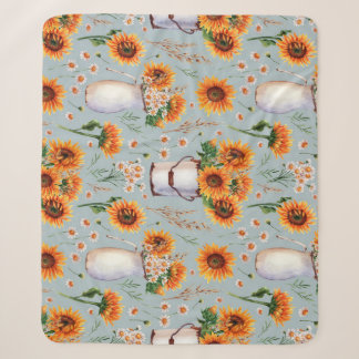Couverture Sherpa Aquarelle Rustique Sunny, Motif sans couture.