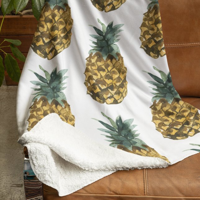 Couverture Sherpa Aquarelle tropicale ananas Motif sans couture (Créateur téléchargé)