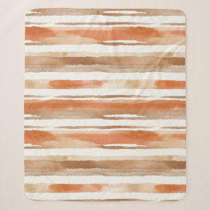Couverture Sherpa Aquarelle vintage rayée - Tons de café terreux(3)
