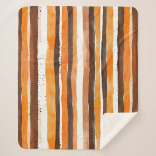 Couverture Sherpa Aquarelle vintage rayée - Tons de café terreux(5)