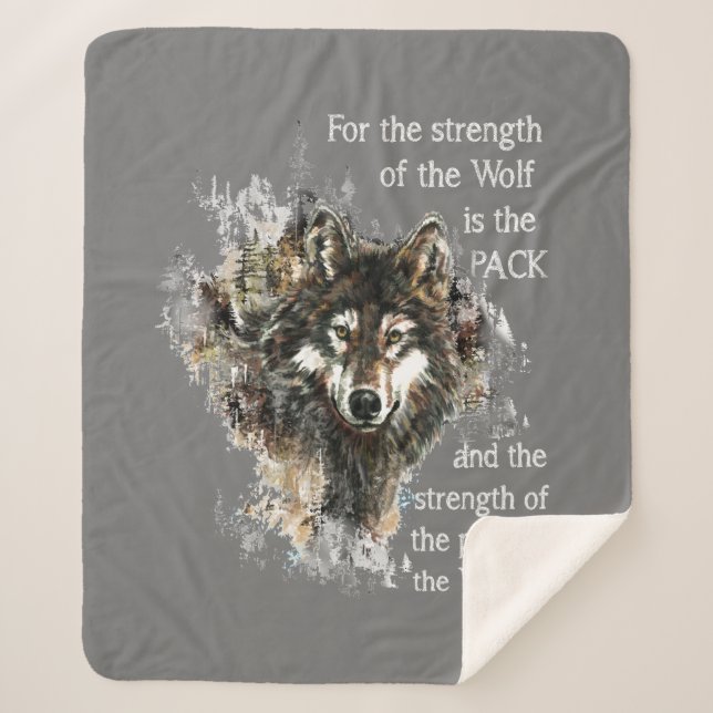 Couverture Sherpa Aquarelle Wolf Family Pack Quote Inspiré (Devant)