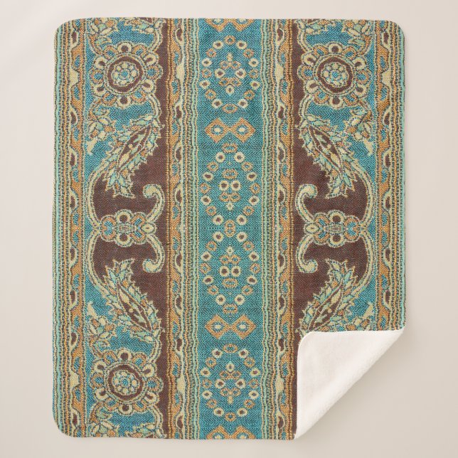 Couverture Sherpa Arabesque Fabric Paisley Oriental Design (Devant)
