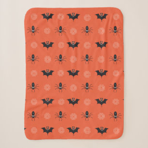 Couverture Sherpa Araignée d'Halloween, chauve-souris et motif de co