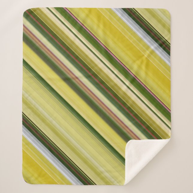 Couverture Sherpa Arbre de citron Jaune et Vert rayure (Devant)