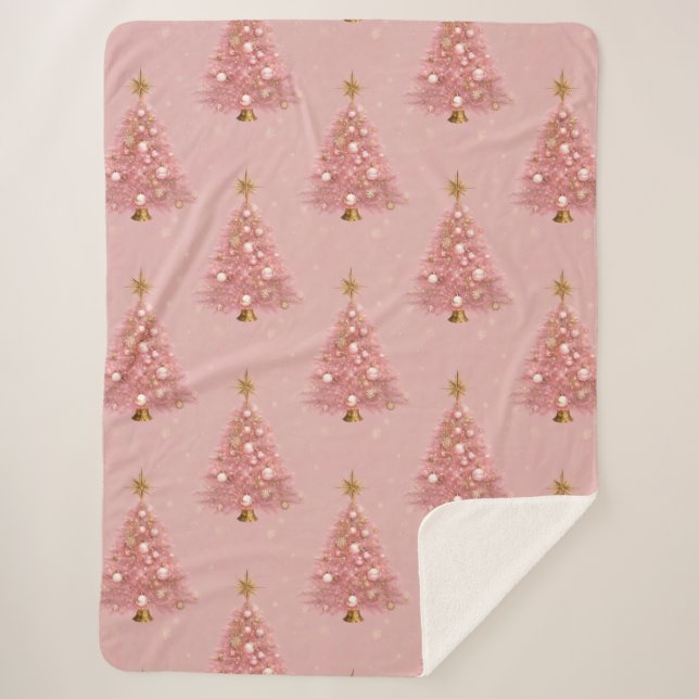 Couverture Sherpa Arbre de Noël en or rose (Devant)