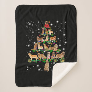 Couverture Sherpa Arbre de Noël Golden Retriever Couvert Par Flash