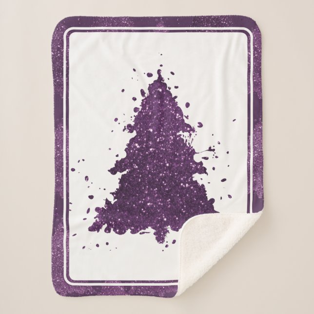 Couverture Sherpa Arbre de Noël Moody | Plum profond (Devant)