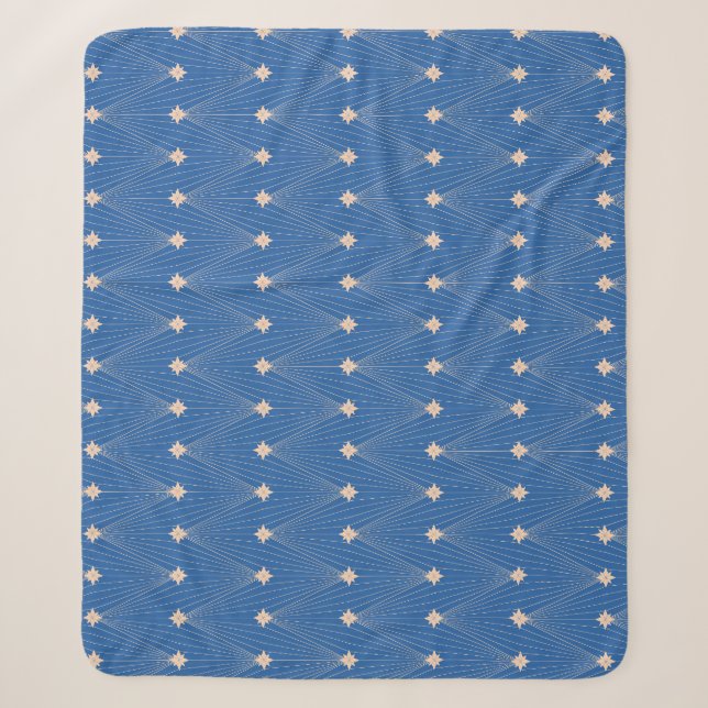 Couverture Sherpa Arbre de Noël simple et élégant Bleu et blanc (Devant)