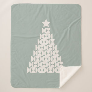 Couverture Sherpa Arbre de Noël vert Sage