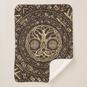 Couverture Sherpa Arbre de vie - Yggdrasil avec Trinity Knot