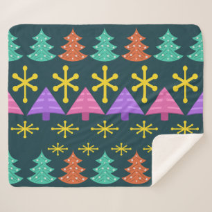 Couverture Sherpa Arbres de Noël de l'ère atomique Kitsch Dark