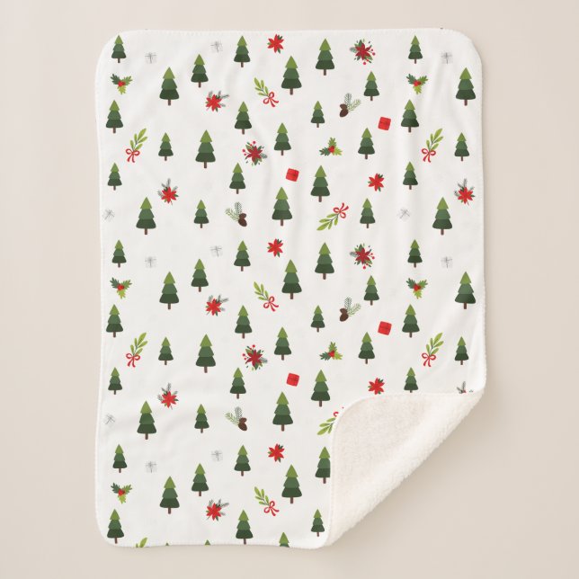 Couverture Sherpa Arbres et vaches de Noël (Devant)