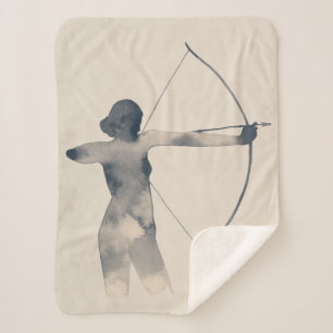 Couverture Sherpa Archeresse aquarelle Silhouette