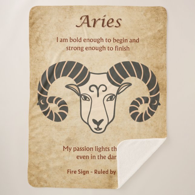 Couverture Sherpa Aries Zodiac Design with Bold Aries Affirmations  (Devant)