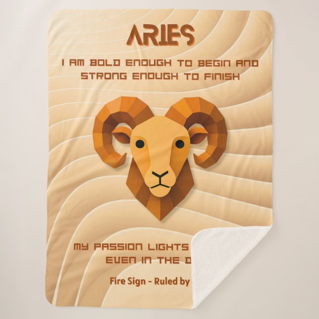 Couverture Sherpa Aries Zodiac Sign Modern 3D Affirmation  (Devant)