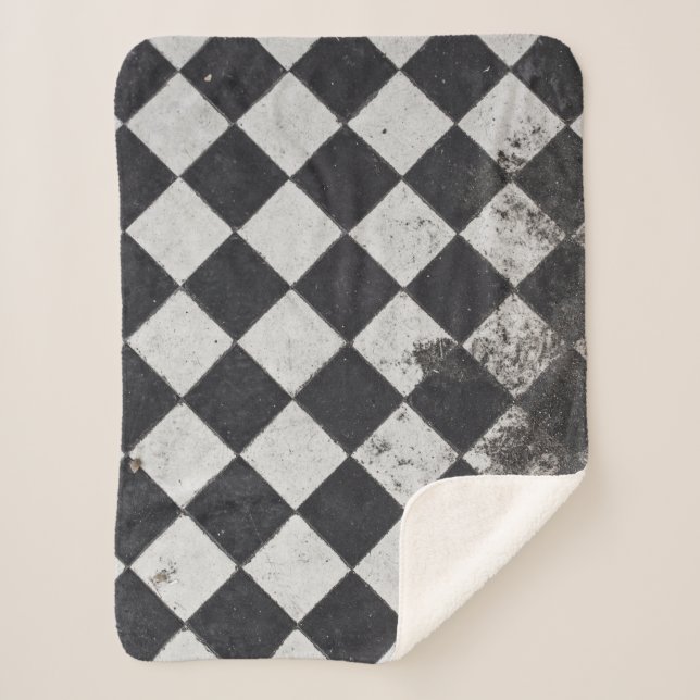 Couverture Sherpa Arlequin noir et blanc (Devant)
