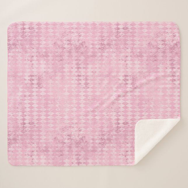 Couverture Sherpa Arlequin Rose (Devant (Horizontal))