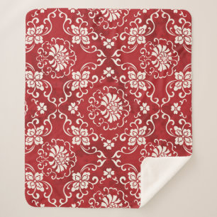 Couverture Sherpa Arrière - plan chinois en spirale rouge fleur.