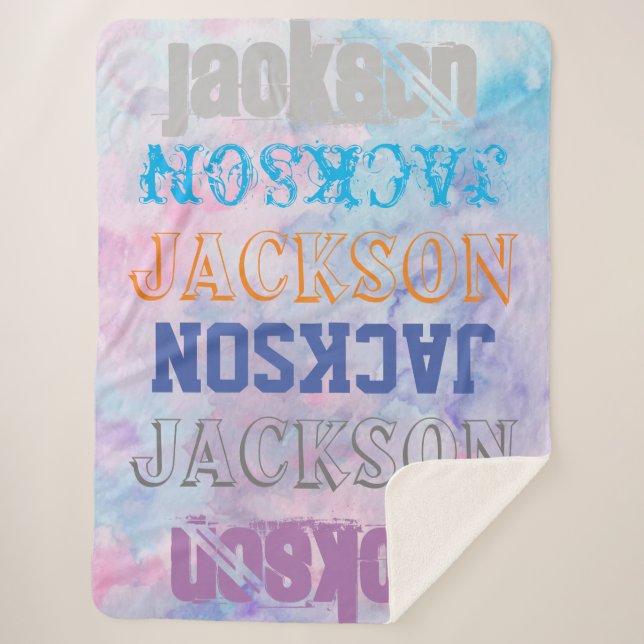 Couverture Sherpa Arrière - plan d'aquarelle de nom personnalisé Big (Devant)