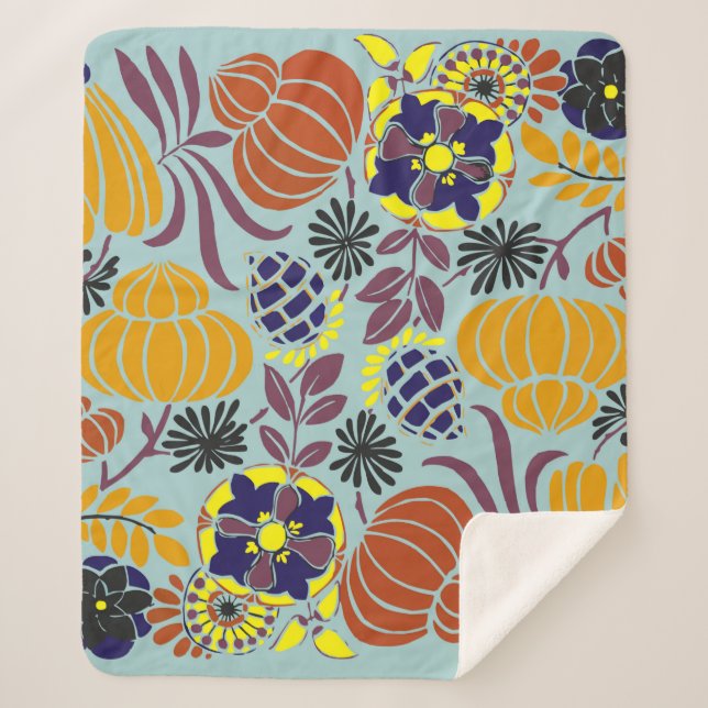 Couverture Sherpa arrière - plan de design floral (Devant)