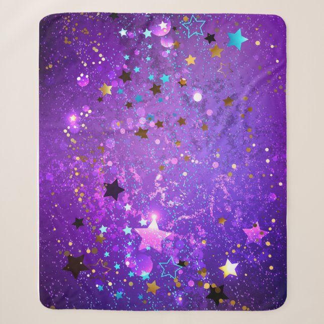 Couverture Sherpa Arrière - plan de feuille violet avec étoiles (Devant)