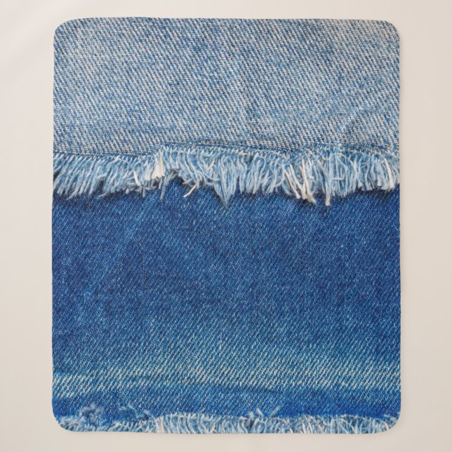 Couverture Sherpa Arrière - plan de jeans Denim. Tissu denim déchiré (Devant)