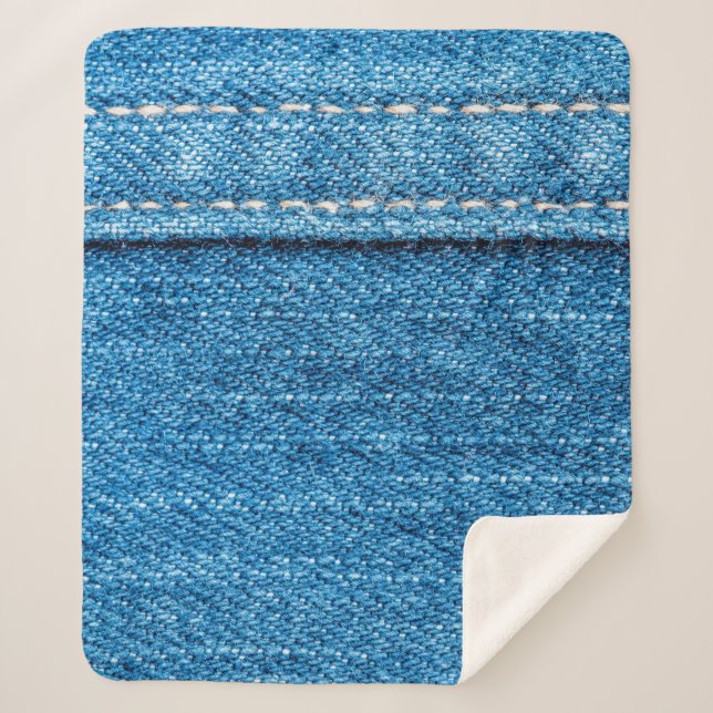 Couverture Sherpa Arrière - plan de texture jeans bleu. (Devant)