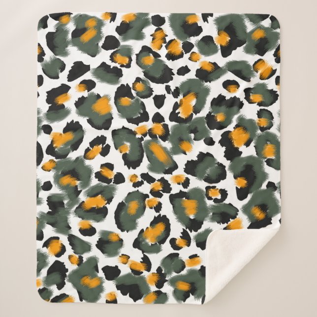 Couverture Sherpa Arrière - plan de texture Poster de animal Leopard (Devant)