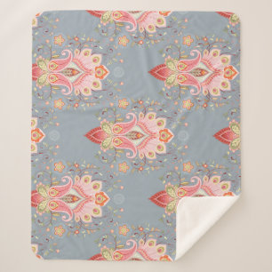 Couverture Sherpa Arrière - plan en plumes Paisley Oriental