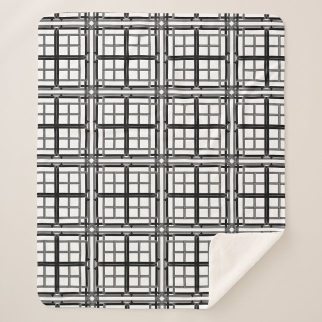 Couverture Sherpa arrière - plan motif abstrait géométrique 3D gris. (Devant)