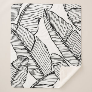 Couverture Sherpa Arrière - plan motif de feuille de bananier sans c