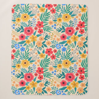 Couverture Sherpa Arrière - plan vintage fleuri. Patch vintage trans
