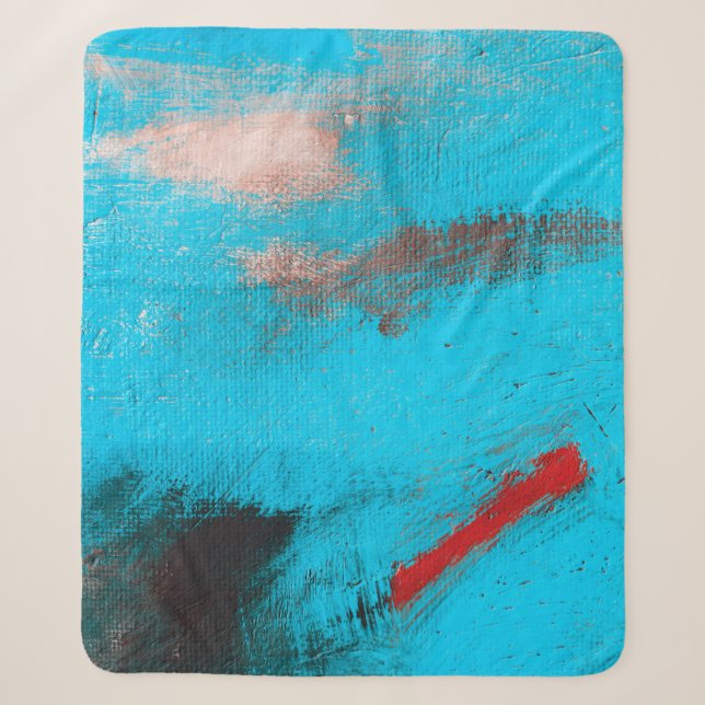 Couverture Sherpa Art Abstrait Arrière-plan, peinture, fine, bleu, t (Devant)