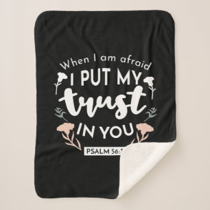 Couverture Sherpa Art chrétien floral foncé - Psaume 56:3