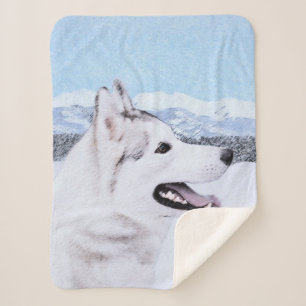 Couverture Sherpa Art de chien de peinture de chien de traîneau