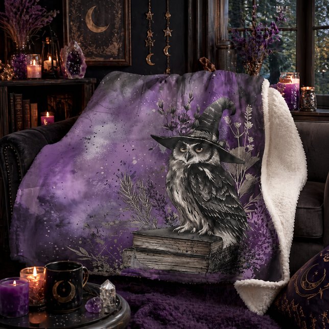 Couverture Sherpa Art de la chouette magique violette (Créateur téléchargé)