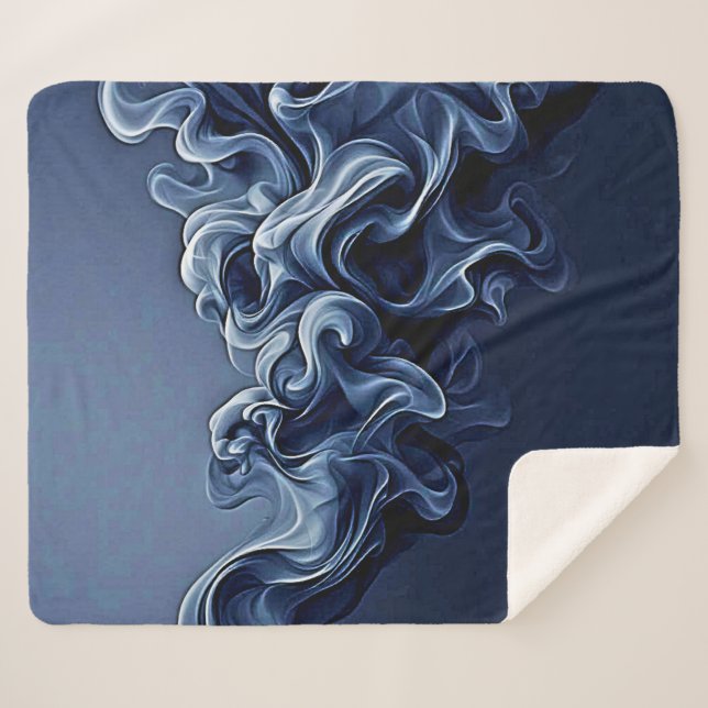 Couverture Sherpa Art de la fumée bleue émotionnelle (Devant (Horizontal))