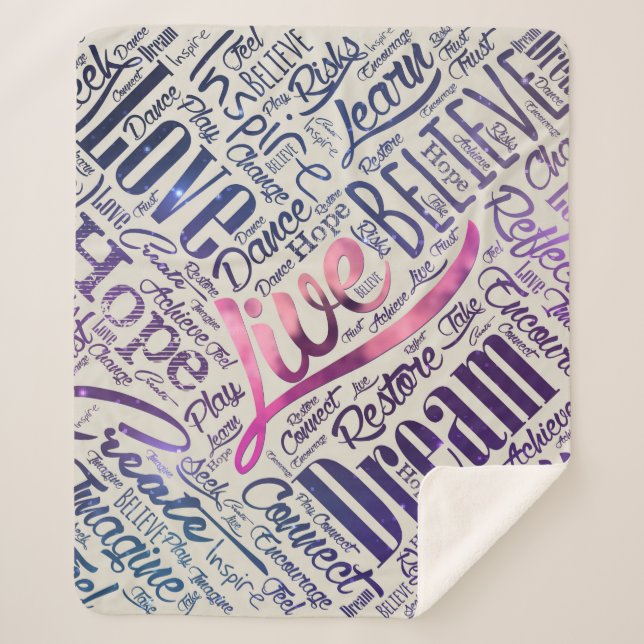 Couverture Sherpa Art de motivation inspiré de nuage de mot (Devant)