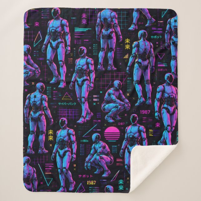Couverture Sherpa Art de robot humanoïde futuriste | Android de scie (Devant)
