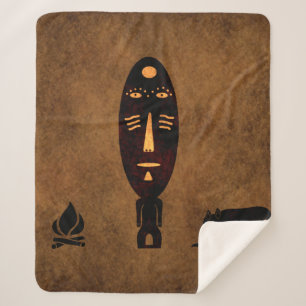Couverture Sherpa Art de tatouage tribal africain abstrait sur le vi