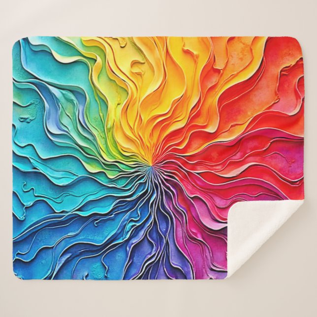 Couverture Sherpa Art de tourbillon arc-en-ciel texturé (Devant (Horizontal))