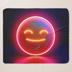 Couverture Sherpa Art de visage heureux avec néon
