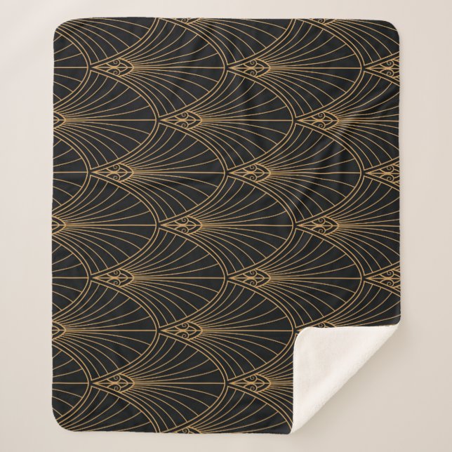 Couverture Sherpa Art déco : motif géométrique classique. (Devant)